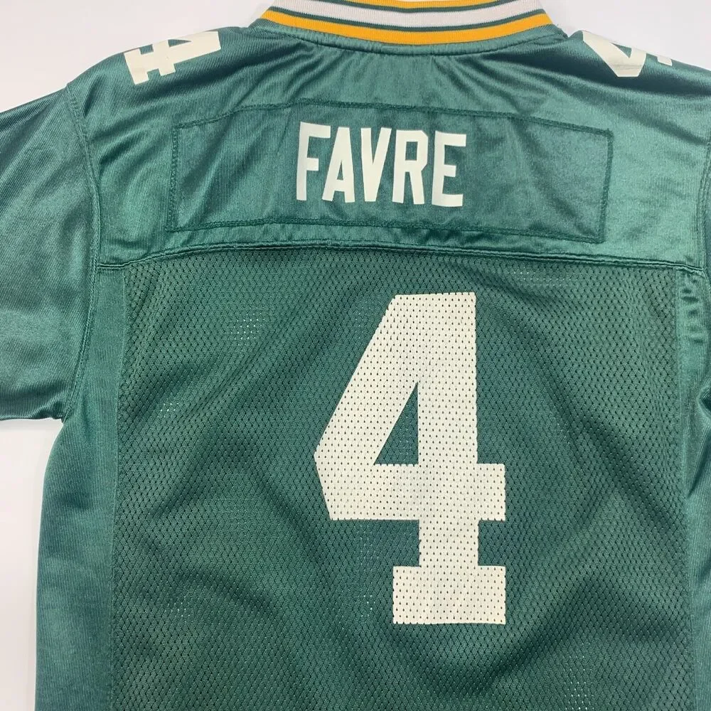 Reebok Brett Favre Green Bay Packers Jersey Boys Youth L Large Green NFL OnField